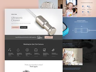 Preview of Landing page for an ultrasonic cleaner device