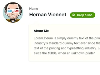 Preview of Profile page